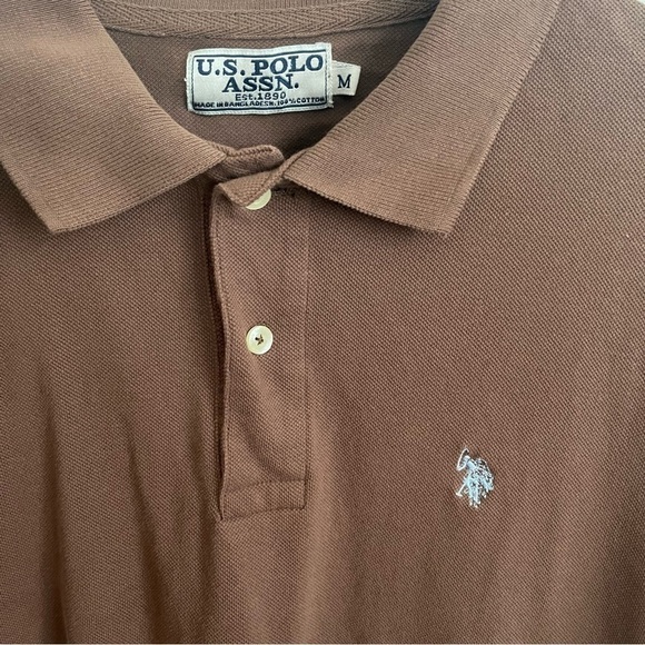 Men’s US Polo Assn Brown Collar Vintage Shirt Size Medium! - Picture 3 of 6